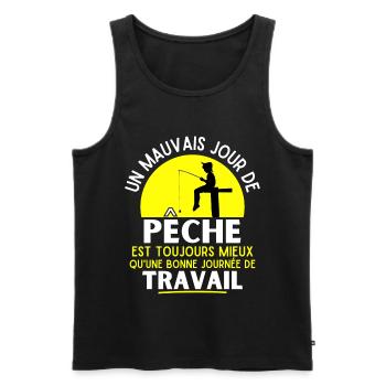 pêche, pêcheur, fan de pêche - Débardeur bio Premium Homme - noir - Devant - Michal (187cm)