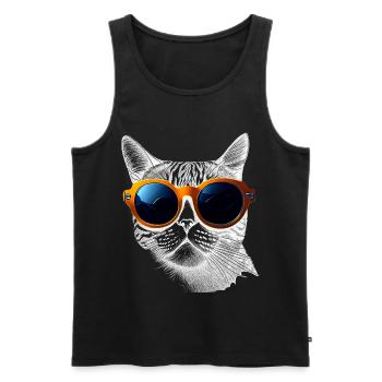 Coole Katzen-Vibes - Männer Premium Bio Tank Top - Schwarz - Vorne - AI Model Male 178 light (178cm)