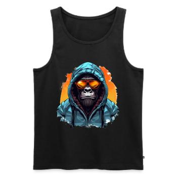 Streetstyle-Berggorilla | Gorilla-Liebhaber - Männer Premium Bio Tank Top - Schwarz - Vorne - AI Model Male 178 light (178cm)