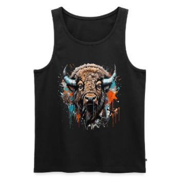 King of the Prairie - Street Art - Men's Premium Organic Tank Top - black - Front - AI Model Male 178 light (178cm)