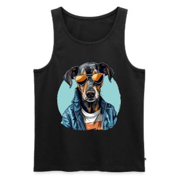 Street Style Dog | Dog Lovers - Men's Premium Organic Tank Top - black - Front - AI Model Male 178 light (178cm)