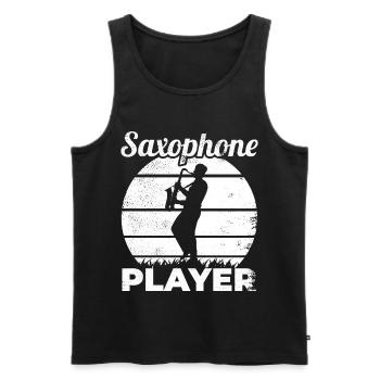 Funny saxophone player - Men's Premium Organic Tank Top - black - Front - Michal (187cm)