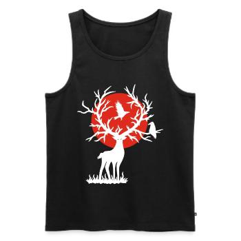 The White Deer and the Red Sun - Men's Premium Organic Tank Top - black - Front - AI Model Male 178 light (178cm)