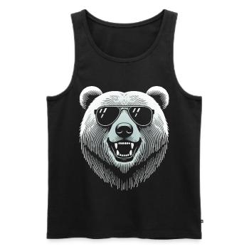 Cool bear head with sunglasses - Men's Premium Organic Tank Top - black - Front - AI Model Male 178 light (178cm)