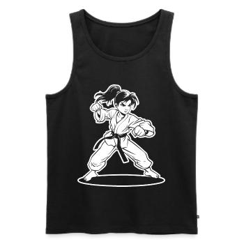 Karate Mädchen Cartoon Stil - Männer Premium Bio Tank Top - Schwarz - Vorne - AI Model Male 178 light (178cm)