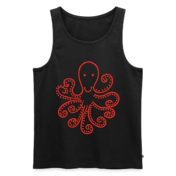 Pieuvre rouge étrange - Débardeur bio Premium Homme - noir - Devant - AI Model Male 178 light (178cm)