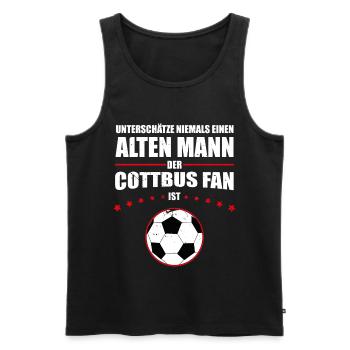 Alter Mann - Cottbus Fan | Retro Vintage Design - Männer Premium Bio Tank Top - Schwarz - Vorne - Michal (187cm)