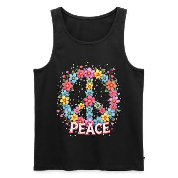 Flower Power Peace Zeichen - Männer Premium Bio Tank Top - Schwarz - Vorne - Michal (187cm)