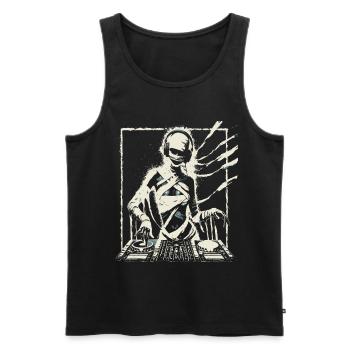 Futuristischer DJ mit Glitch-Effekten. - Männer Premium Bio Tank Top - Schwarz - Vorne - AI Model Male 178 light (178cm)
