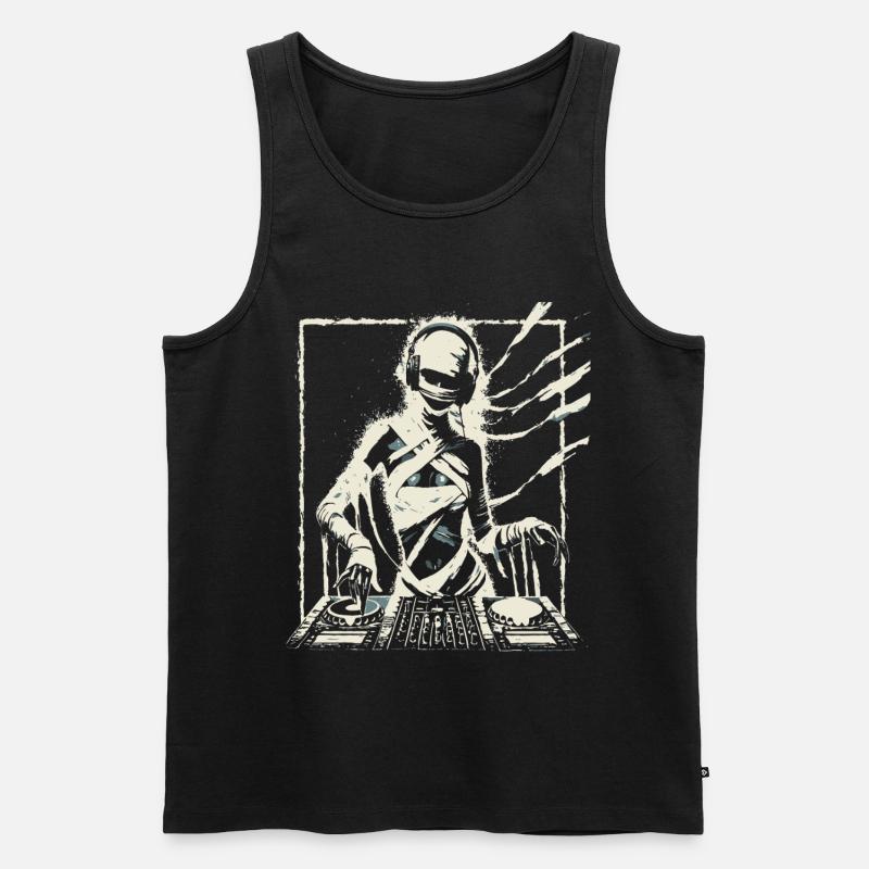Futuristischer DJ mit Glitch-Effekten. - Männer Premium Bio Tank Top - Schwarz
