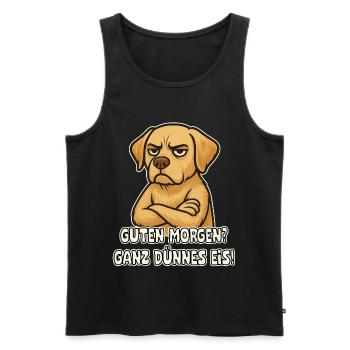 Chien sarcastique Labrador - Débardeur bio Premium Homme - noir - Devant - AI Model Male 178 light (178cm)