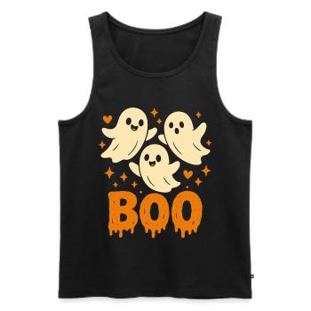 Süße Geister BOO – Lustiges Halloween Design - Männer Premium Bio Tank Top - Schwarz - Vorne - AI Model Male 178 light (178cm)