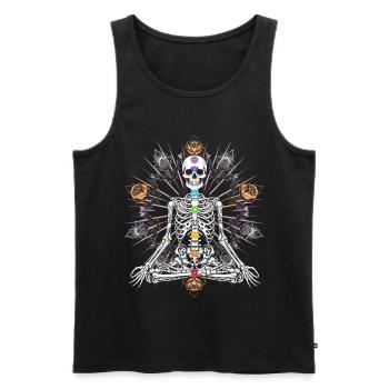 Squelette Chakra Méditation Gothique - Débardeur bio Premium Homme - noir - Devant - AI Model Male 178 light (178cm)