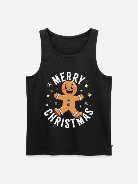 Gingerbread Man, Merry Christmas - Men's Premium Organic Tank Top - black
