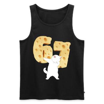 Funny 67 Meme TAPONNANT DU FROMAGE DE CHAT 67E T-ANNIVERSAIRE - Débardeur bio Premium Homme - noir - Devant - Michal (187cm)