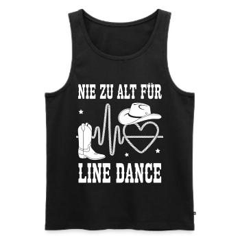 Never too old for line dancing - Men's Premium Organic Tank Top - black - Front - AI Model Male 178 light (178cm)
