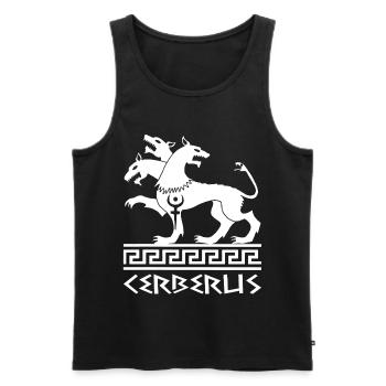 White Cerberus Dog - Men's Premium Organic Tank Top - black - Front - AI Model Male 178 light (178cm)