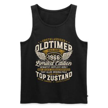 60. Geburtstag 1966 Oldtimer Geschenk Retro  - Männer Premium Bio Tank Top - Schwarz - Vorne - AI Model Male 178 light (178cm)