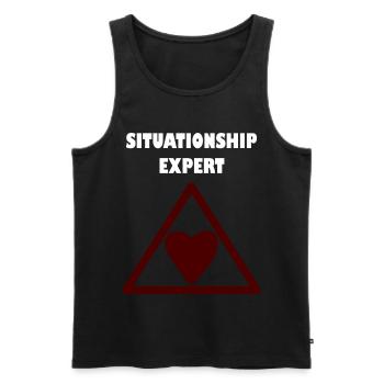 Relationship expert in the triangle - Men's Premium Organic Tank Top - black - Front - AI Model Male 178 light (178cm)