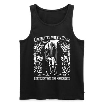 Worked like a lion - Men's Premium Organic Tank Top - black - Front - AI Model Male 178 light (178cm)