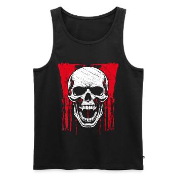 Red Grunge Skull Motif - Men's Premium Organic Tank Top - black - Front - AI Model Male 178 light (178cm)