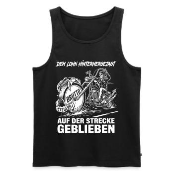 Dem Lohn Hinterhergejagt Auf Der Strecke Geblieben - Männer Premium Bio Tank Top - Schwarz - Vorne - AI Model Male 178 light (178cm)