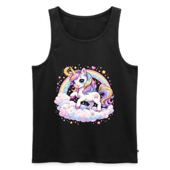 Pastel Unicorn on Cloud Arch - Men's Premium Organic Tank Top - black - Front - AI Model Male 178 light (178cm)