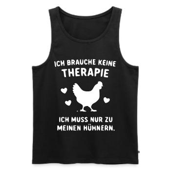 Hühnerthema: Therapie-frei - Männer Premium Bio Tank Top - Schwarz - Vorne - Michal (187cm)