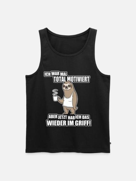 Faultier Spruch – War mal motiviert - Männer Premium Bio Tank Top - Schwarz