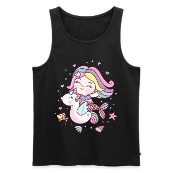 mermaid - Men's Premium Organic Tank Top - black - Front - Michal (187cm)