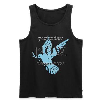 Friedenstaube - Taube - Yesterday - Now - Tomorrow - Männer Premium Bio Tank Top - Schwarz - Vorne - Michal (187cm)