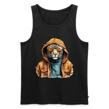 Streetstyle-Leopard | Leoparden-Liebhaber - Männer Premium Bio Tank Top - Schwarz - Vorne - Michal (187cm)