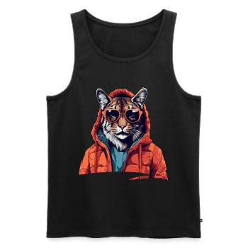 Street style lynx | Lynx lovers - Men's Premium Organic Tank Top - black - Front - AI Model Male 178 light (178cm)