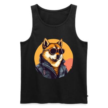 Shiba Dog | Streetwear graphics - Men's Premium Organic Tank Top - black - Front - Michal (187cm)