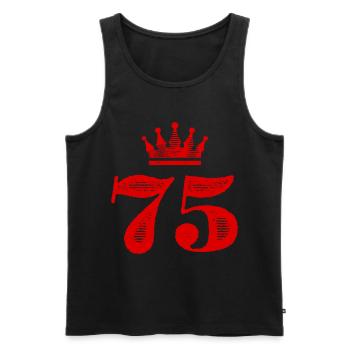 75 Number crown - Men's Premium Organic Tank Top - black - Front - AI Model Male 178 light (178cm)