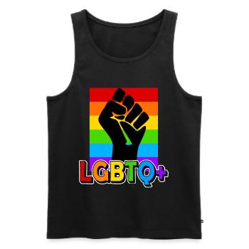 Pride month Regenbogen Fahne Faust - Männer Premium Bio Tank Top - Schwarz - Vorne - Michal (187cm)