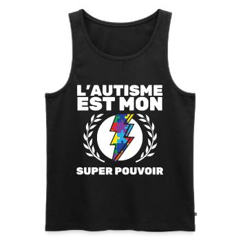 L'Autisme Est Mon Super Pouvoir Super Héro Autiste - Débardeur bio Premium Homme - noir - Devant - Michal (187cm)