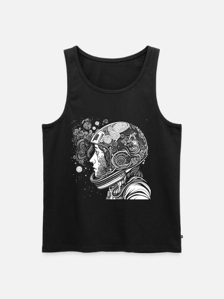 "Psychonaut" Psychedelic astronaut with patterns - Men's Premium Organic Tank Top - black