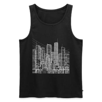Big city metropolis with skyscrapers - Lineart - Men's Premium Organic Tank Top - black - Front - AI Model Male 178 light (178cm)