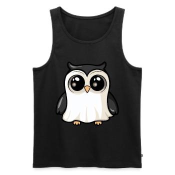 hibou Halloween bande dessinée fantôme - Débardeur bio Premium Homme - noir - Devant - Michal (187cm)