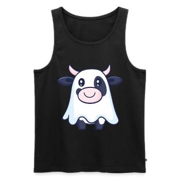 Vache Halloween Bande Dessinée Fantôme - Débardeur bio Premium Homme - noir - Devant - Michal (187cm)