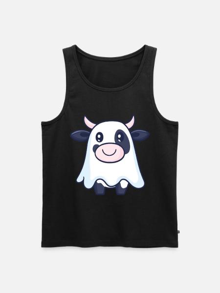 Cow Halloween Comic Ghost - Men's Premium Organic Tank Top - black