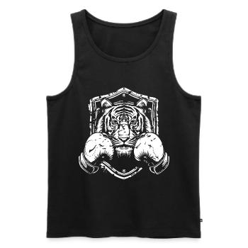 Tiger Boxer Fighter - Débardeur bio Premium Homme - noir - Devant - Michal (187cm)