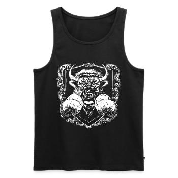 Bison Boxer Fighter - Débardeur bio Premium Homme - noir - Devant - Michal (187cm)