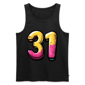 31 Nombre Coloré - Débardeur bio Premium Homme - noir - Devant - Michal (187cm)