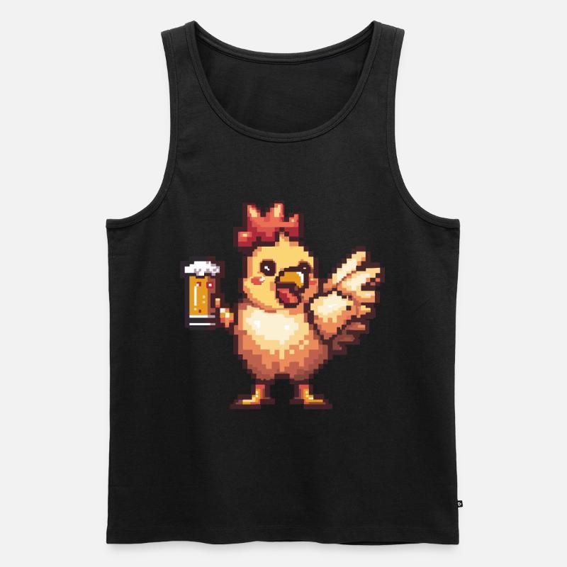 Huhn Pixel Bier - Männer Premium Bio Tank Top - Schwarz
