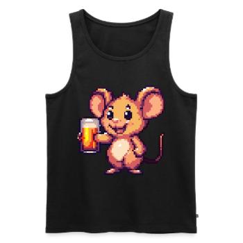 Mouse Pixel Beer - Men's Premium Organic Tank Top - black - Front - Michal (187cm)