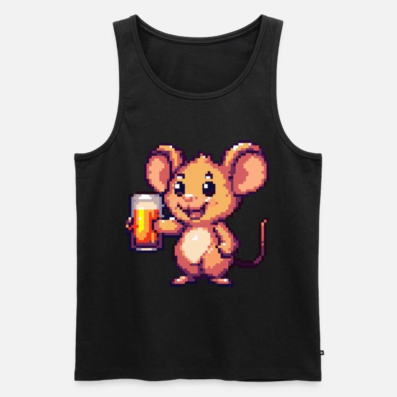 Maus Pixel Bier - Männer Premium Bio Tank Top - Schwarz