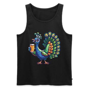 Bière Peacock Bird Pixel - Débardeur bio Premium Homme - noir - Devant - AI Model Male 178 light (178cm)