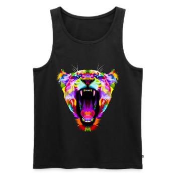 Tiger Predator Big Cat Polygon Colorful Gift - Men's Premium Organic Tank Top - black - Front - Michal (187cm)